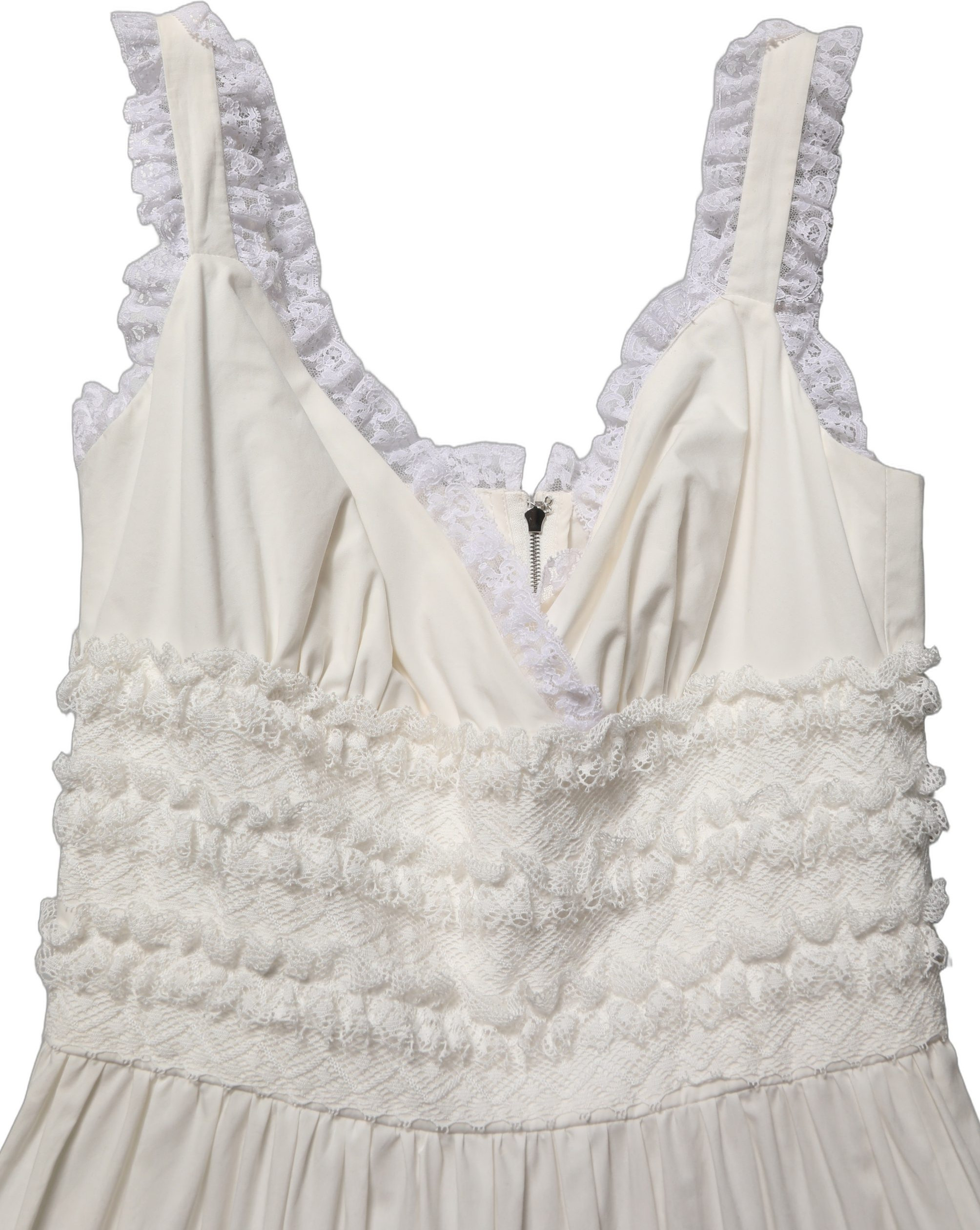 Midi Dress Dolce & Gabbana White Cotton Poplin Ruffled Midi Dress