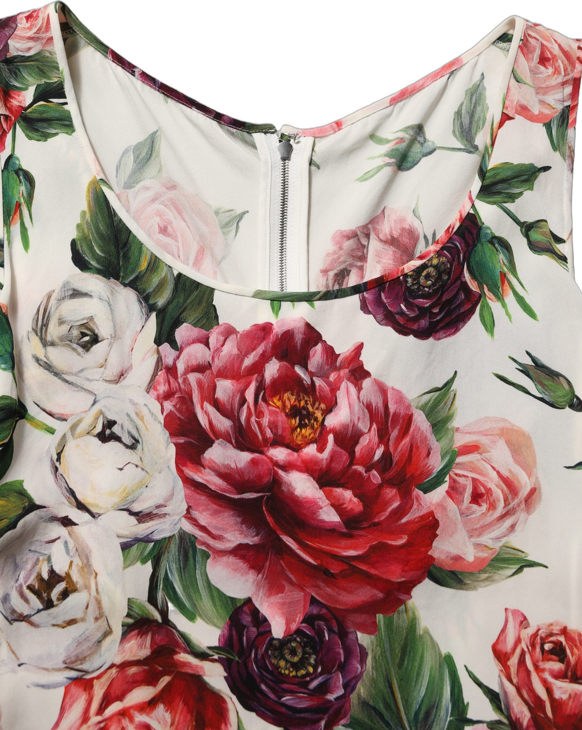 White Floral Sheath Sleeveless Mini Dress Dolce & Gabbana