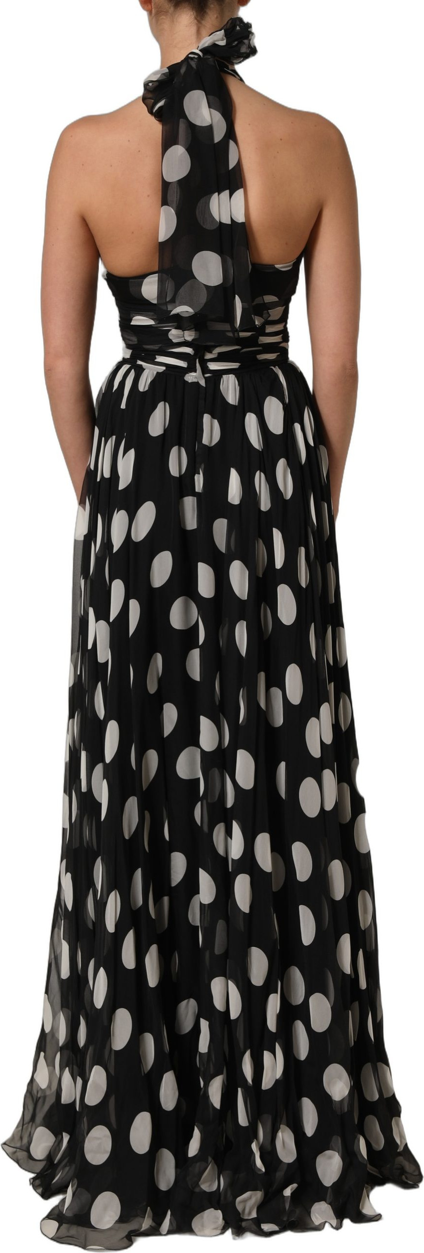Maxi-Kleid Dolce & Gabbana Schwarz Weiß Pünktchen Falten