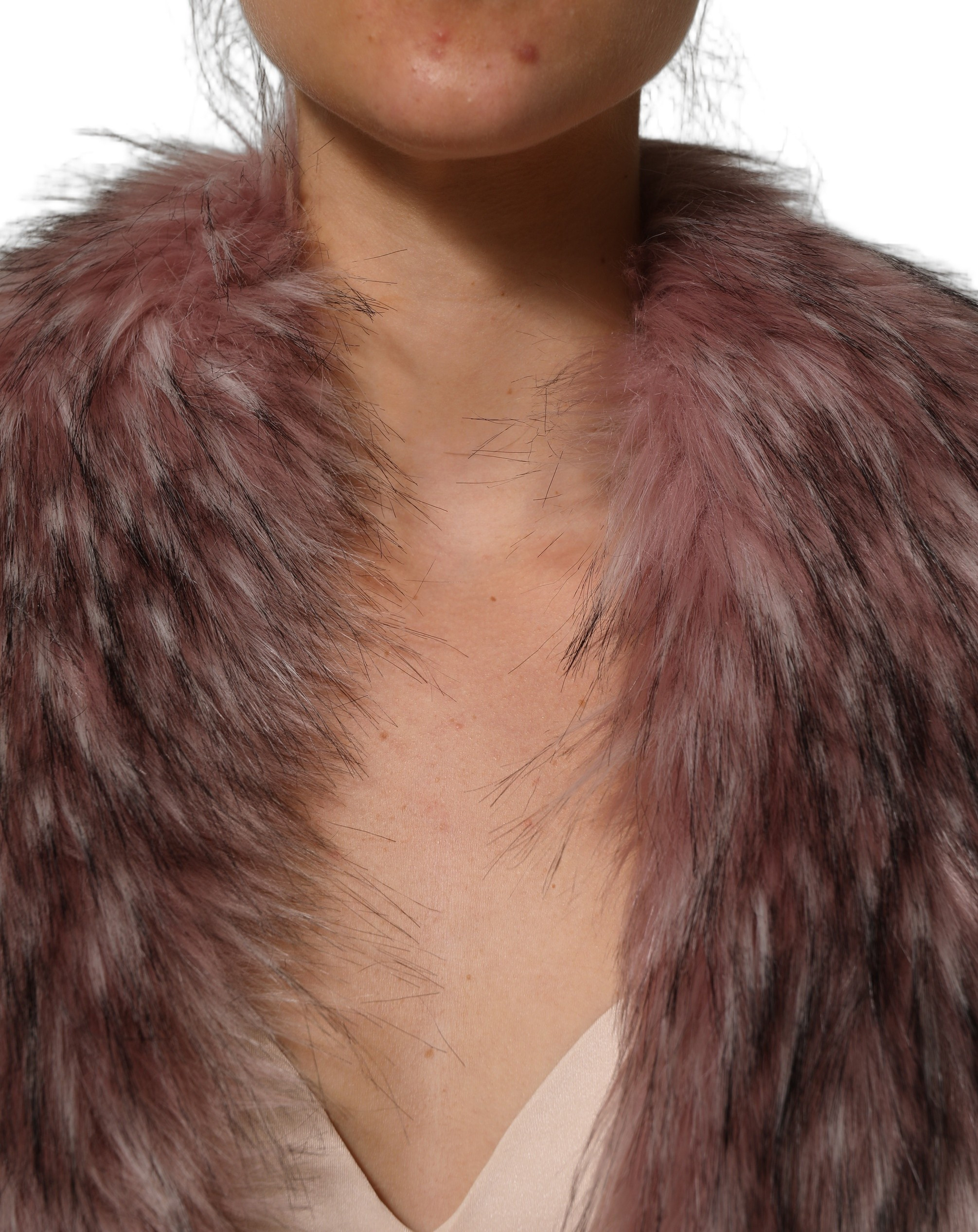 Pink Acrylic Faux Fur Knit Shrug Vest Top Dolce & Gabbana