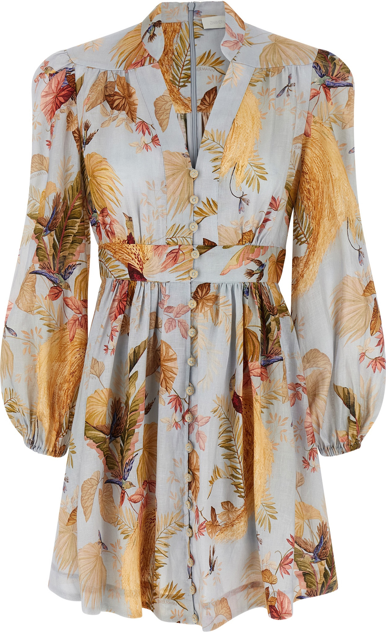Blue Linen Short Dress Zimmermann