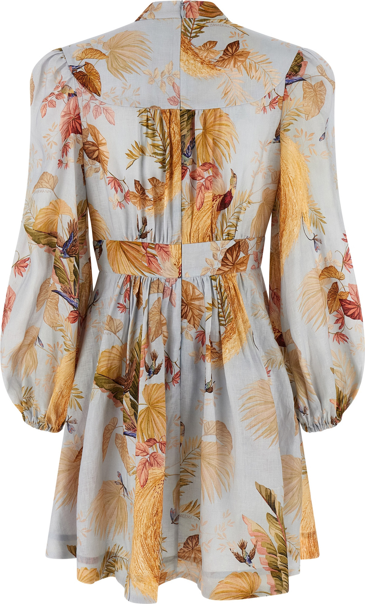 Blue Linen Short Dress Zimmermann