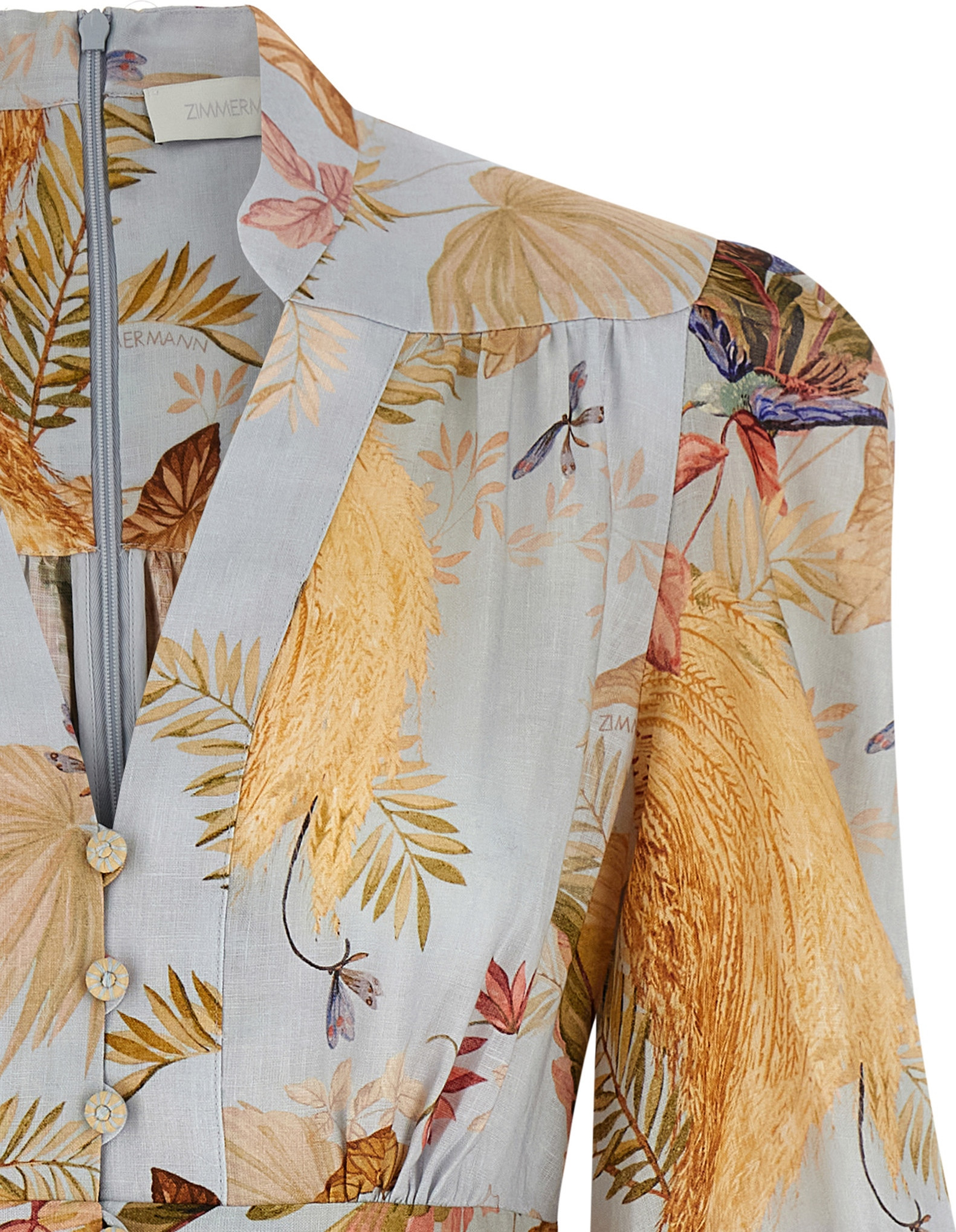 Blue Linen Short Dress Zimmermann