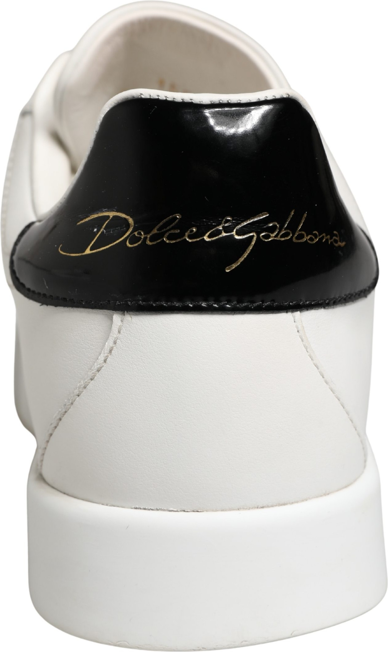 Sneakers Weiß Schwarz Portofino Leder Sneaker Schuhe Dolce & Gabbana